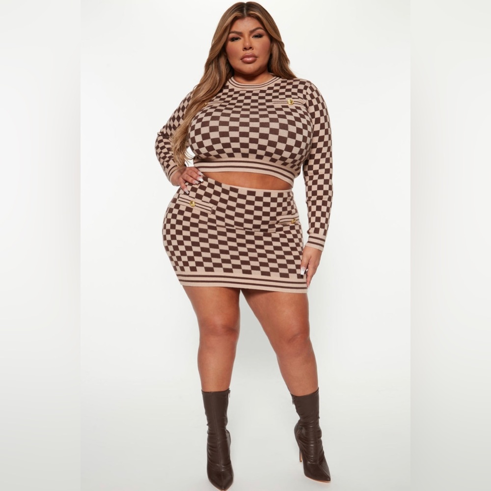 Checked Out Sweater Skirt Set